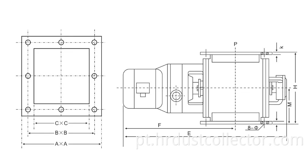 Square Or Round Flanged Impeller Rotary Valve